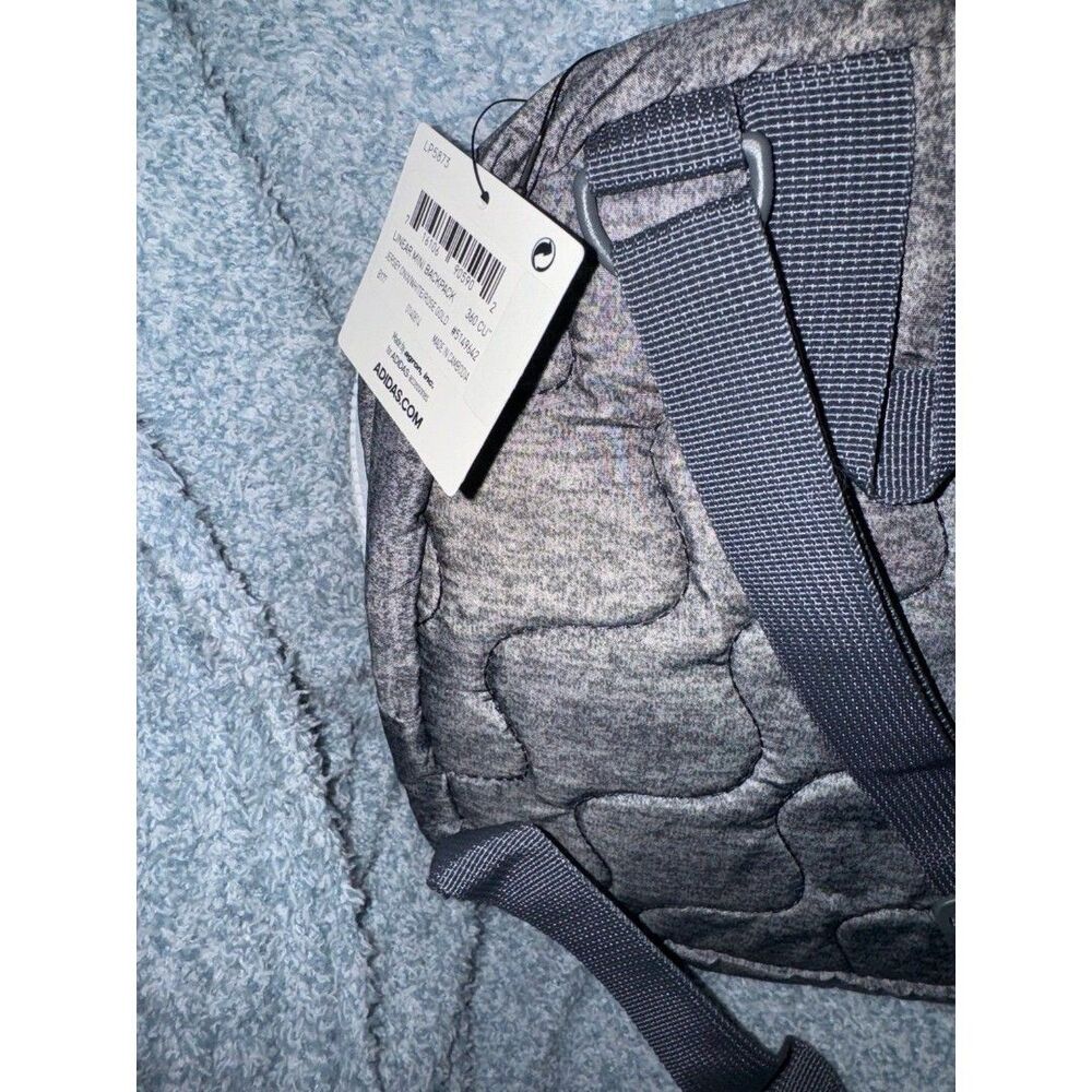 Adidas Unisex Mini Travel Small Backpack Bag - Jersey Onix Gray/Rose Gold B22 - Picture 5 of 11